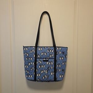 Vera Bradley Light Blue Penguin Print Tote
